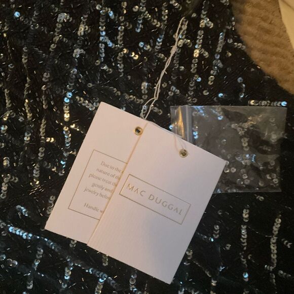 Mac Duggal 5776 Womens HIGH NECK DRESS W/ CRYSTAL FRINGE DETAIL - Picture 13 of 14